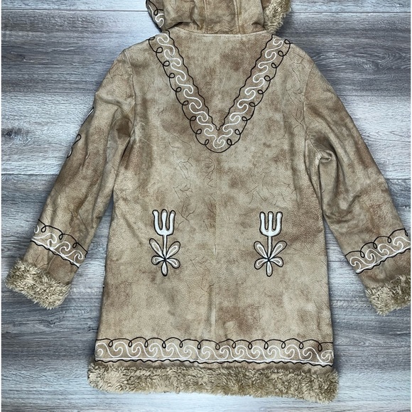 NWOT Penny Lane Shearling Hooded Leather Winter Coat Large - Picture 13 of 16